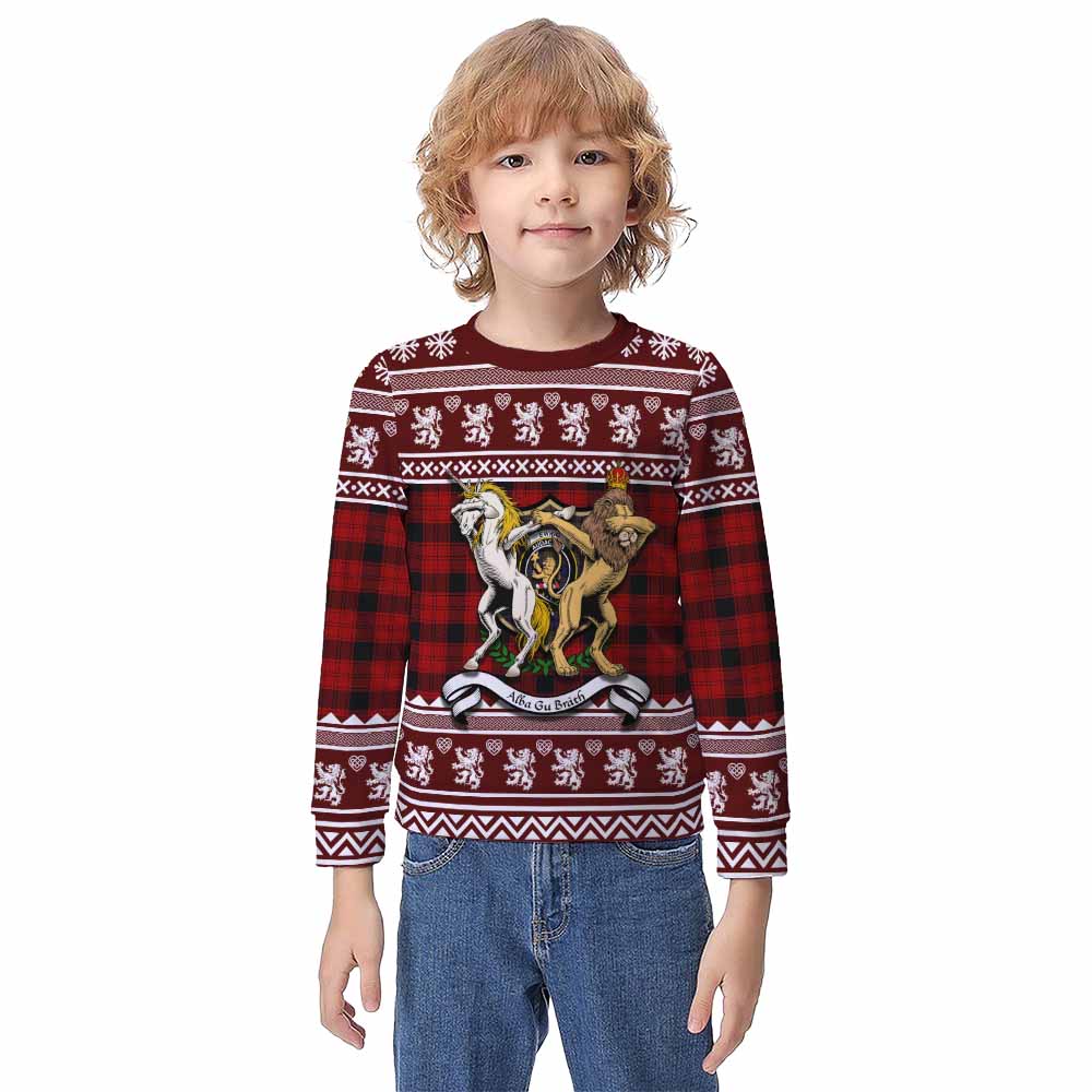 Ewing Clan Tartan Crest Christmas Kid Ugly Sweatshirt Coat of Arms Funny Style - Tartan Vibes Clothing