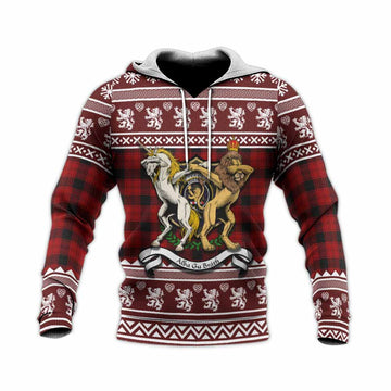 Ewing Clan Tartan Crest Christmas Knitted Hoodie Coat of Arms Funny Style