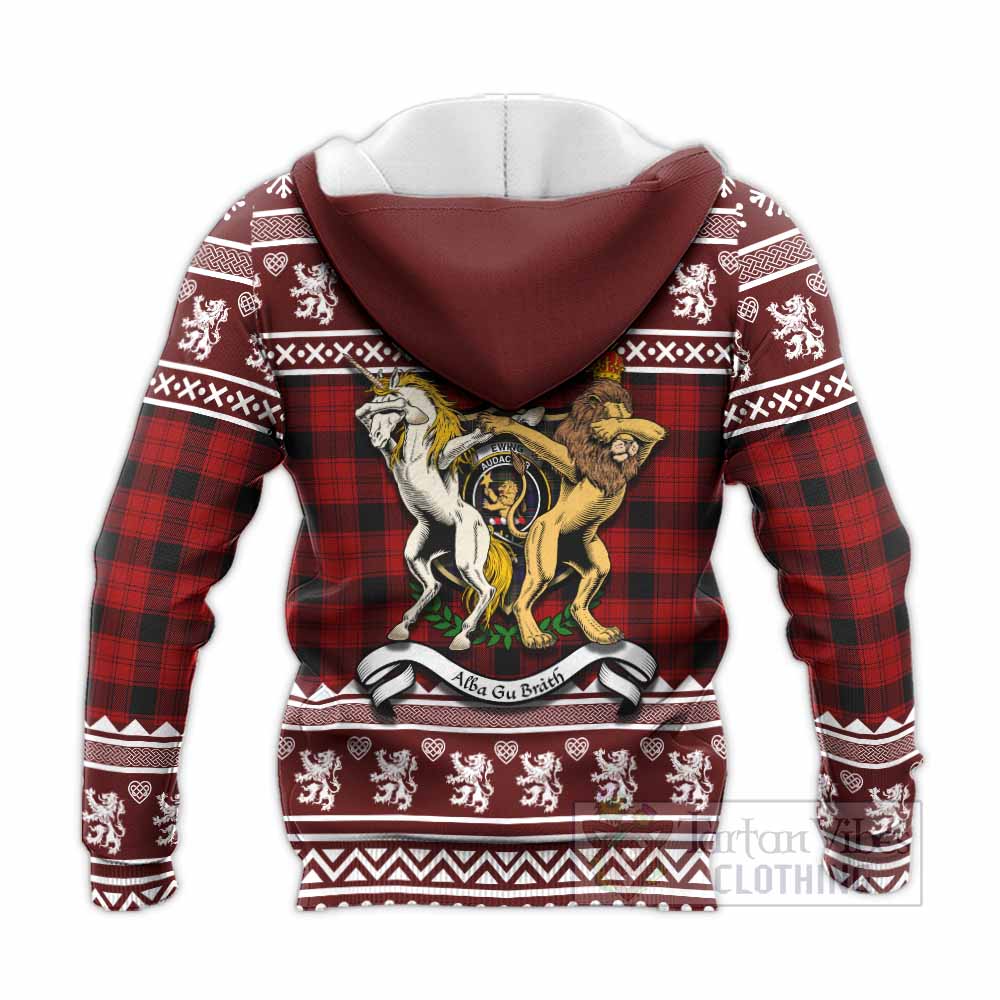 Ewing Clan Tartan Crest Christmas Knitted Hoodie Coat of Arms Funny Style - Tartan Vibes Clothing