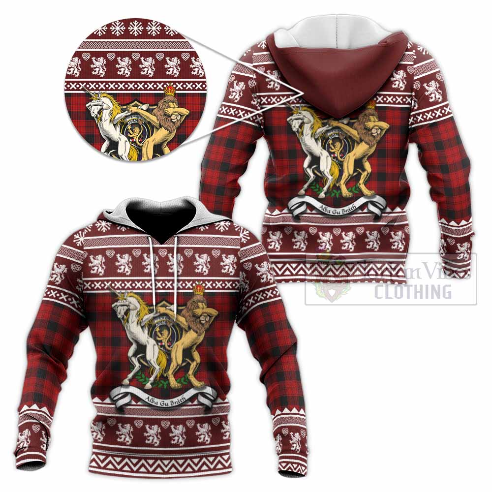 Ewing Clan Tartan Crest Christmas Knitted Hoodie Coat of Arms Funny Style - Tartan Vibes Clothing