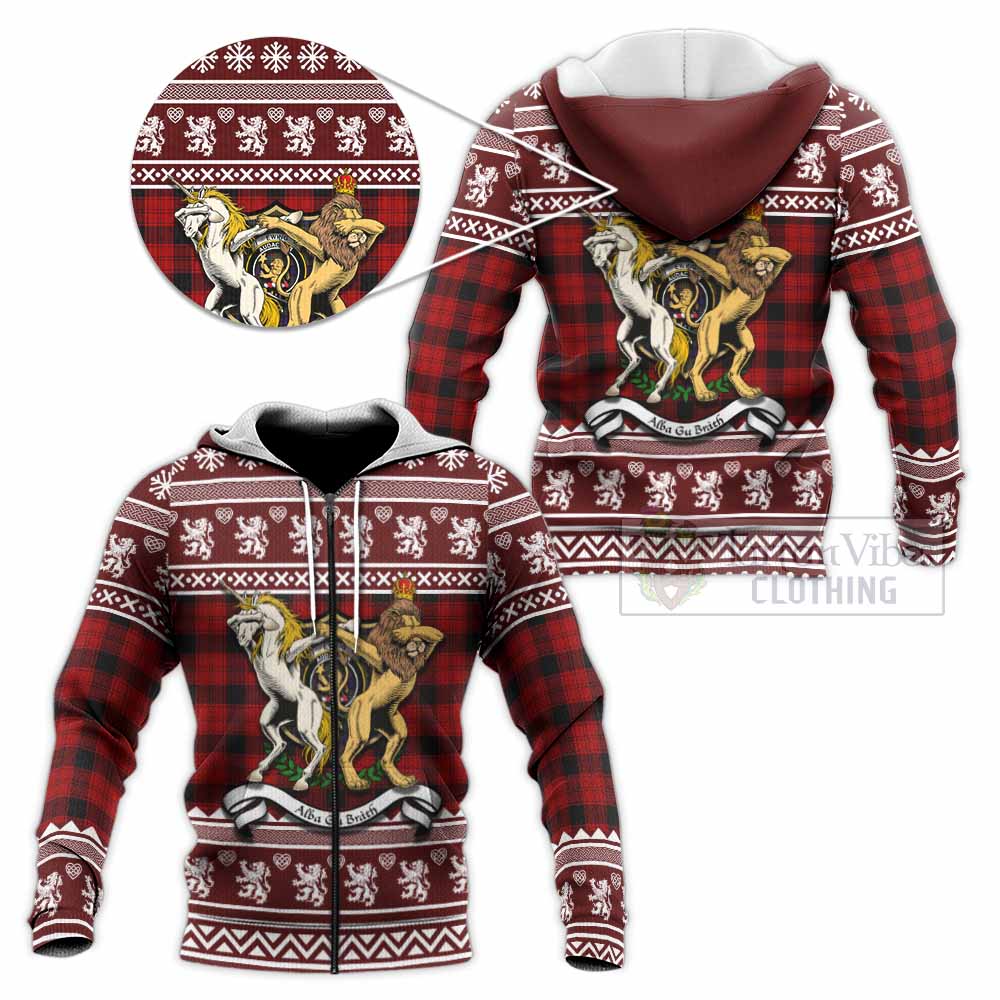 Ewing Clan Tartan Crest Christmas Knitted Hoodie Coat of Arms Funny Style - Tartan Vibes Clothing