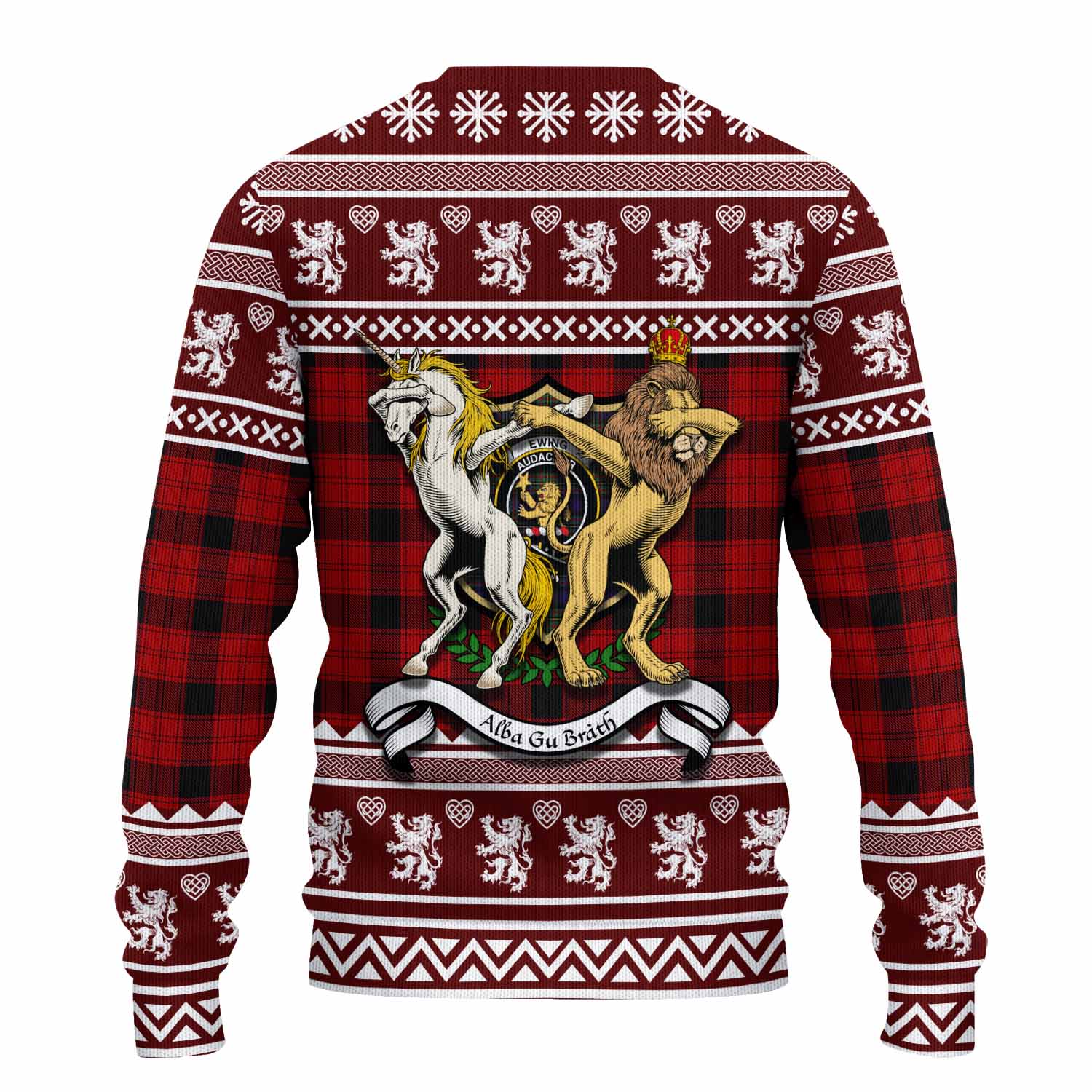 Ewing Clan Tartan Crest Christmas Ugly Sweater Coat of Arms Funny Style - Tartan Vibes Clothing