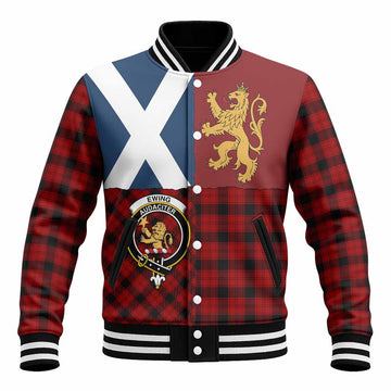 Ewing Crest Tartan Baseball Jacket with Lion Rampant Saltire Style