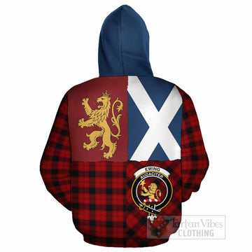 Ewing Crest Tartan Cotton Hoodie with Lion Rampant Saltire Style