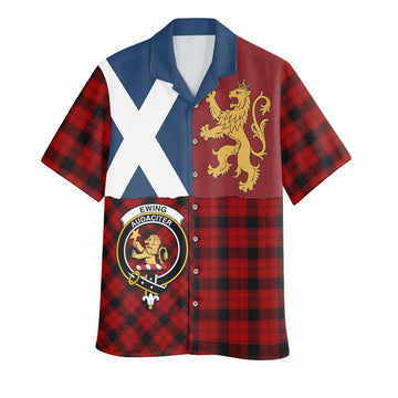 Ewing Crest Tartan Hawaiian Shirt with Lion Rampant Saltire Style