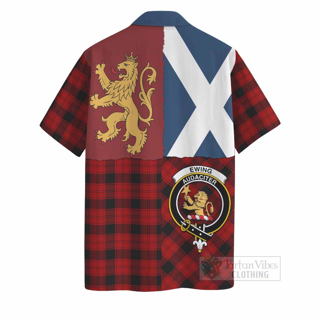 Ewing Crest Tartan Hawaiian Shirt with Lion Rampant Saltire Style