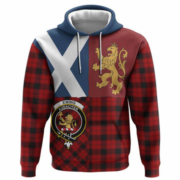 Ewing Crest Tartan Hoodie with Lion Rampant Saltire Style