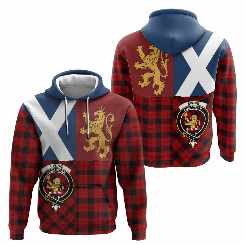 Ewing Crest Tartan Hoodie with Lion Rampant Saltire Style
