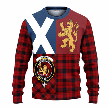 Ewing Crest Tartan Knitted Sweater with Lion Rampant Saltire Style
