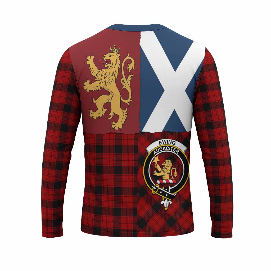 Ewing Crest Tartan Long Sleeve T-Shirt with Lion Rampant Saltire Style