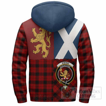 Ewing Crest Tartan Sherpa Hoodie with Lion Rampant Saltire Style