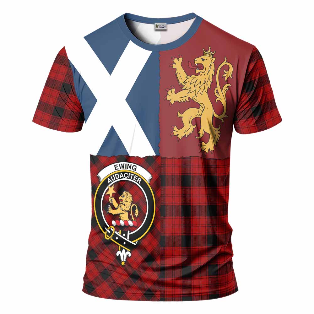 Ewing Crest Tartan T-Shirt with Lion Rampant Saltire Style