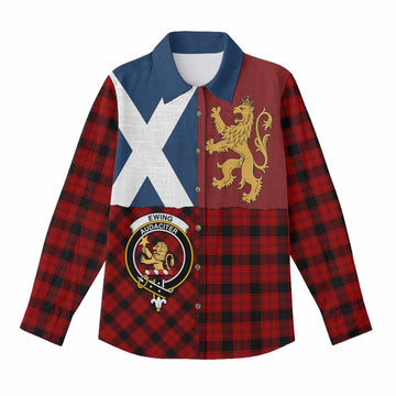 Ewing Crest Tartan Women Casual Shirt with Lion Rampant Saltire Style