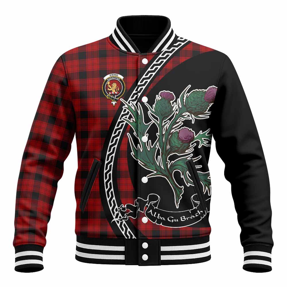 Ewing Family Crest Tartan Baseball Jacket Alba Thistle Inspired - Tartan Vibes Clothing