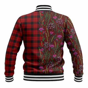 Ewing Family Crest Tartan Baseball Jacket Scottish Thistle Flower Pattern Half Style