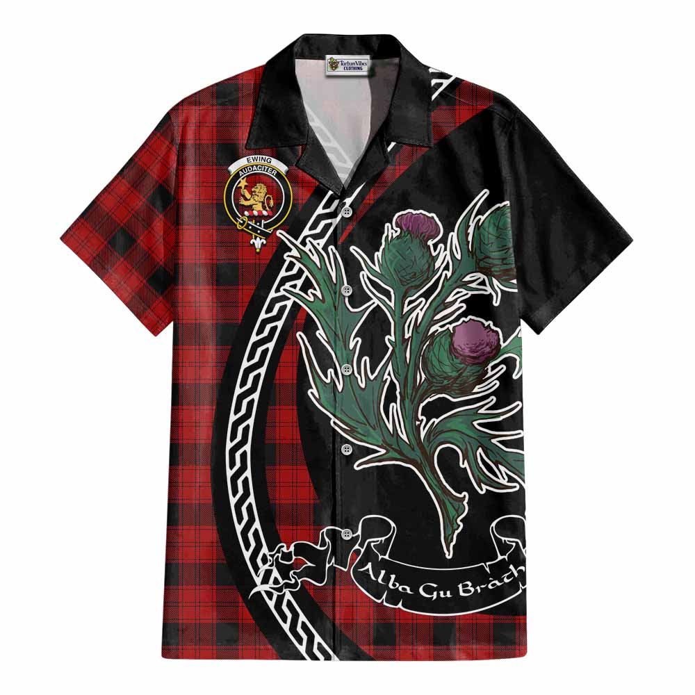 Ewing Family Crest Tartan Cotton Hawaiian Shirt Alba Thistle Inspired - Tartan Vibes Clothing