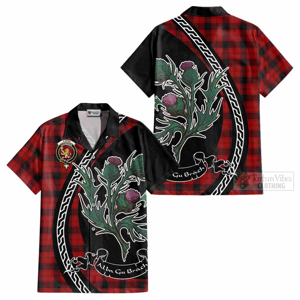 Ewing Family Crest Tartan Cotton Hawaiian Shirt Alba Thistle Inspired - Tartan Vibes Clothing