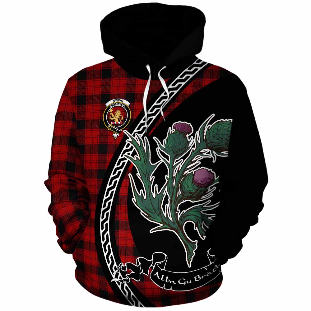 Ewing Family Crest Tartan Cotton Hoodie Alba Thistle Inspired - Tartan Vibes Clothing