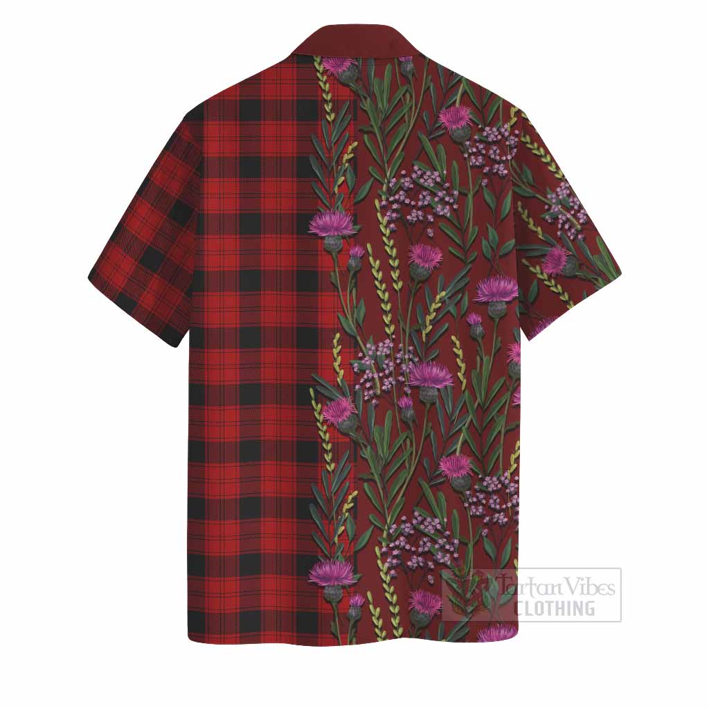 Ewing Family Crest Tartan Hawaiian Shirt Scottish Thistle Flower Pattern Half Style - Tartan Vibes Clothing
