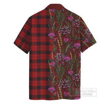 Ewing Family Crest Tartan Hawaiian Shirt Scottish Thistle Flower Pattern Half Style