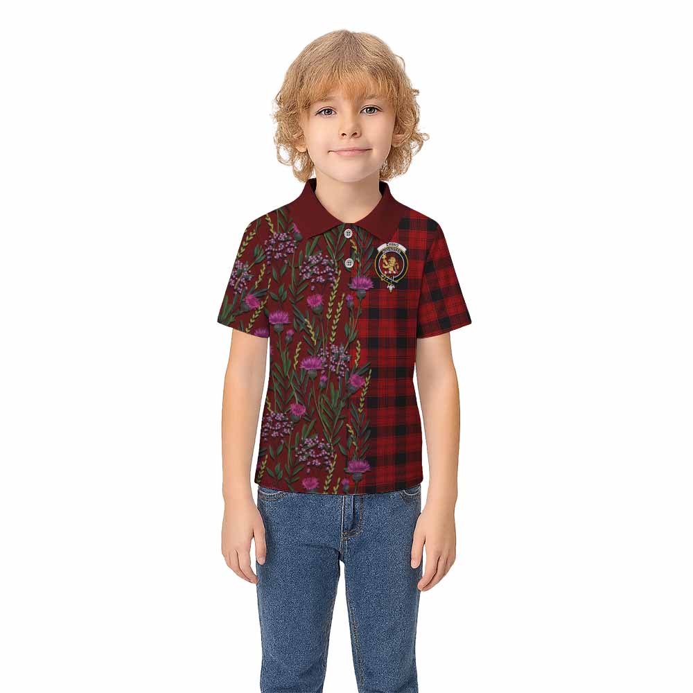 Ewing Family Crest Tartan Kid Polo Shirt Scottish Thistle Flower Pattern Half Style - Tartan Vibes Clothing