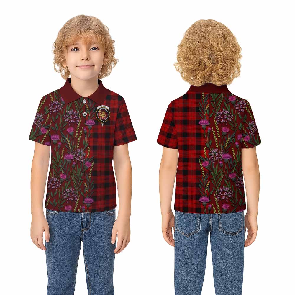 Ewing Family Crest Tartan Kid Polo Shirt Scottish Thistle Flower Pattern Half Style - Tartan Vibes Clothing