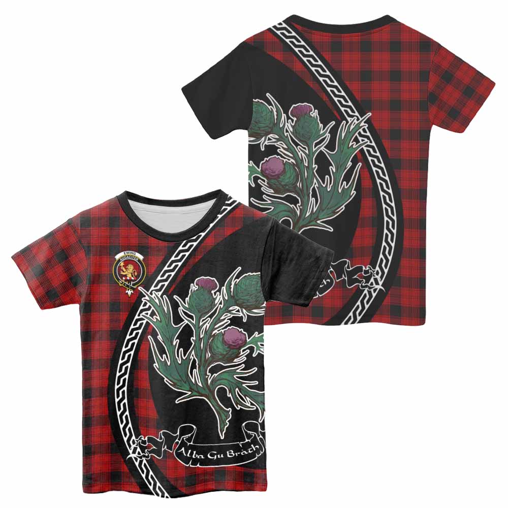 Ewing Family Crest Tartan Kid T-shirt Alba Thistle Inspired - Tartan Vibes Clothing