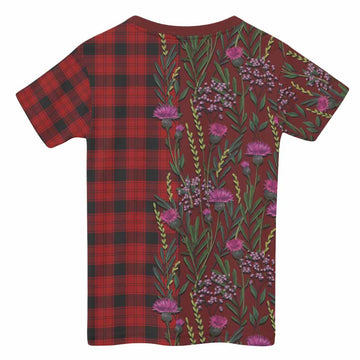 Ewing Family Crest Tartan Kid T-shirt Scottish Thistle Flower Pattern Half Style - Tartan Vibes Clothing