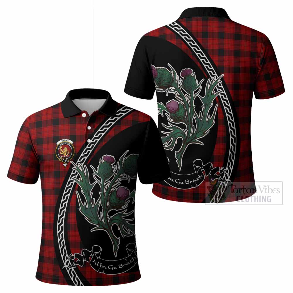 Ewing Family Crest Tartan Polo Shirt Alba Thistle Inspired - Tartan Vibes Clothing