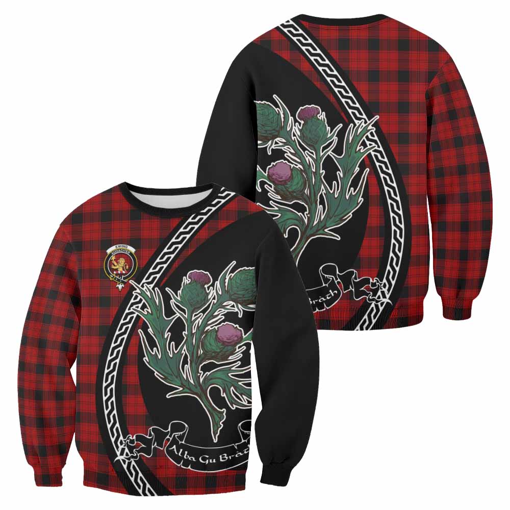 Ewing Family Crest Tartan Sweatshirt Alba Thistle Inspired - Tartan Vibes Clothing