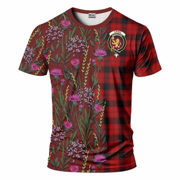 Ewing Family Crest Tartan T-Shirt Scottish Thistle Flower Pattern Half Style - Tartan Vibes Clothing