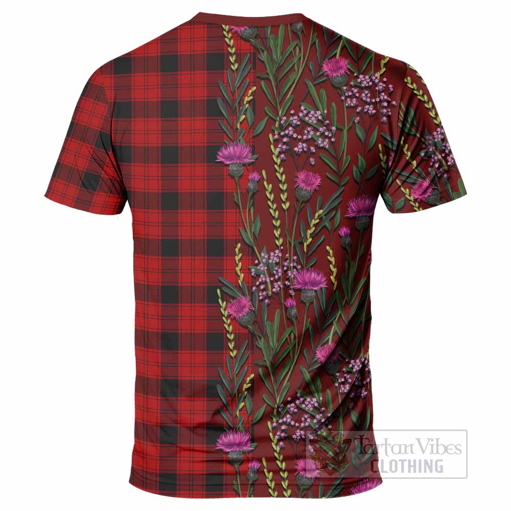 Ewing Family Crest Tartan T-Shirt Scottish Thistle Flower Pattern Half Style - Tartan Vibes Clothing