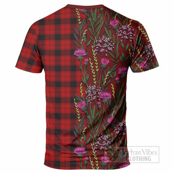 Ewing Family Crest Tartan T-Shirt Scottish Thistle Flower Pattern Half Style - Tartan Vibes Clothing