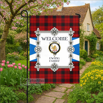 Ewing Family Crest Tartan Welcome Garden Flag Saltire Harmony Style