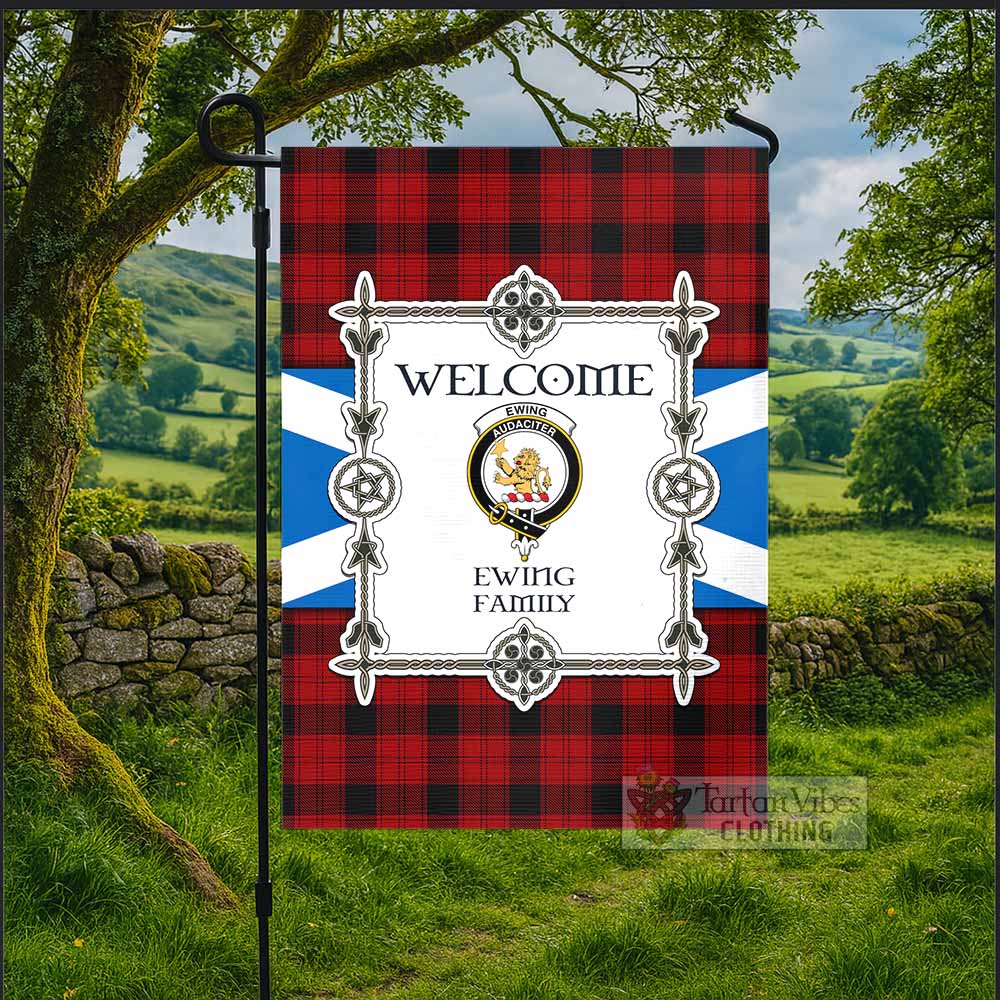 Ewing Family Crest Tartan Welcome Garden Flag Saltire Harmony Style - Tartan Vibes Clothing