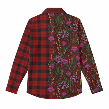Ewing Family Crest Tartan Women Casual Shirt Scottish Thistle Flower Pattern Half Style