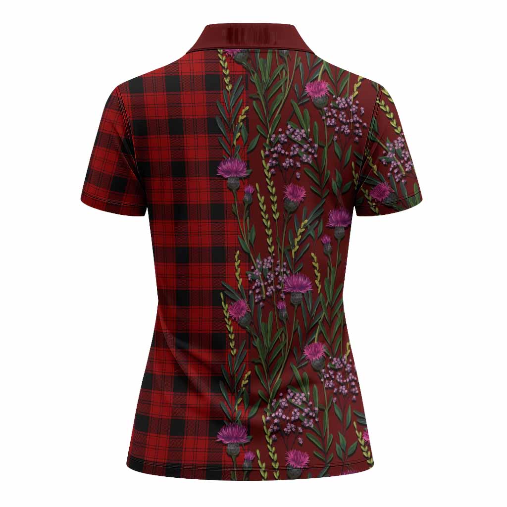 Ewing Family Crest Tartan Women Polo Shirt Scottish Thistle Flower Pattern Half Style - Tartan Vibes Clothing
