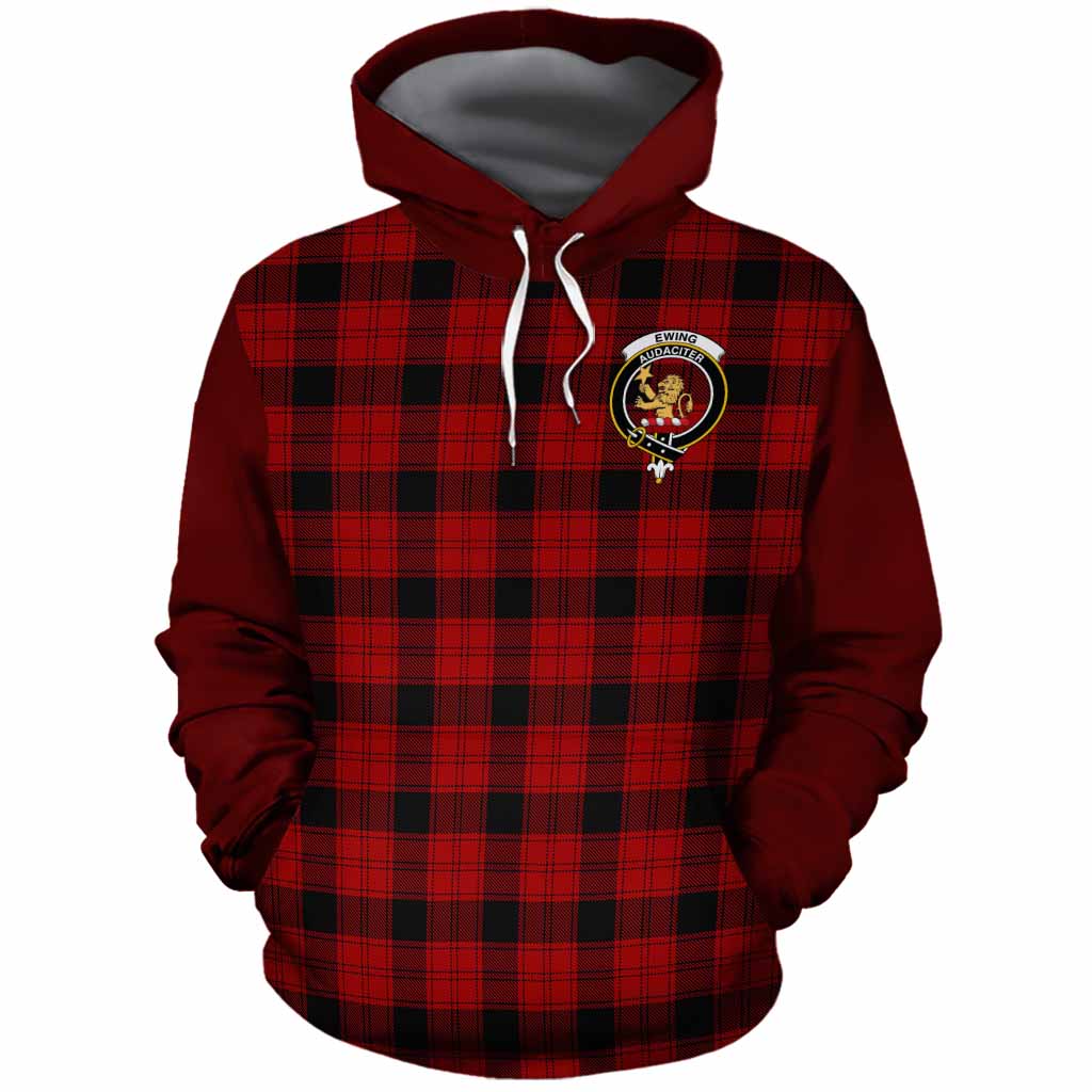 Ewing Tartan Accent Cotton Hoodie with Family Crest