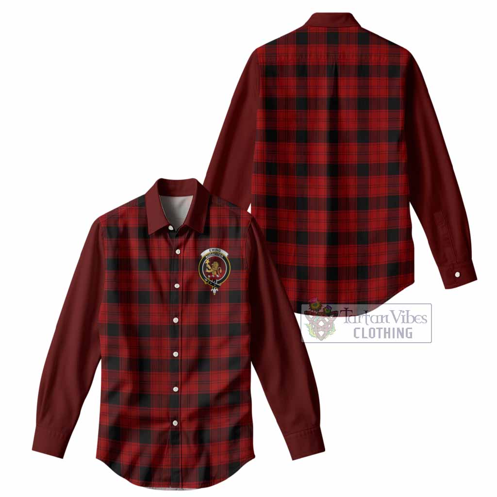 Ewing Tartan Accent Women Casual Shirt with Family Crest