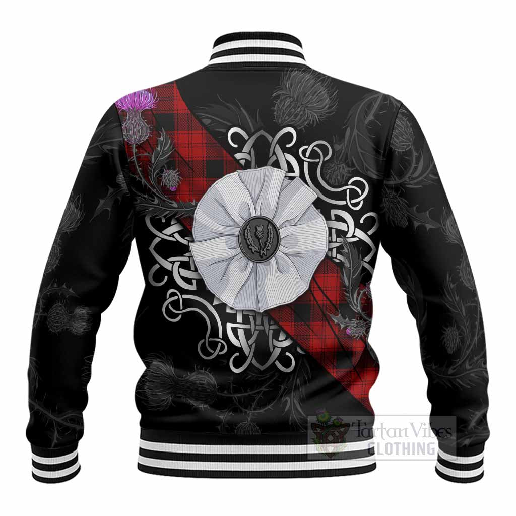 Ewing Tartan Baseball Jacket Jacobite White Rose - Tartan Vibes Clothing