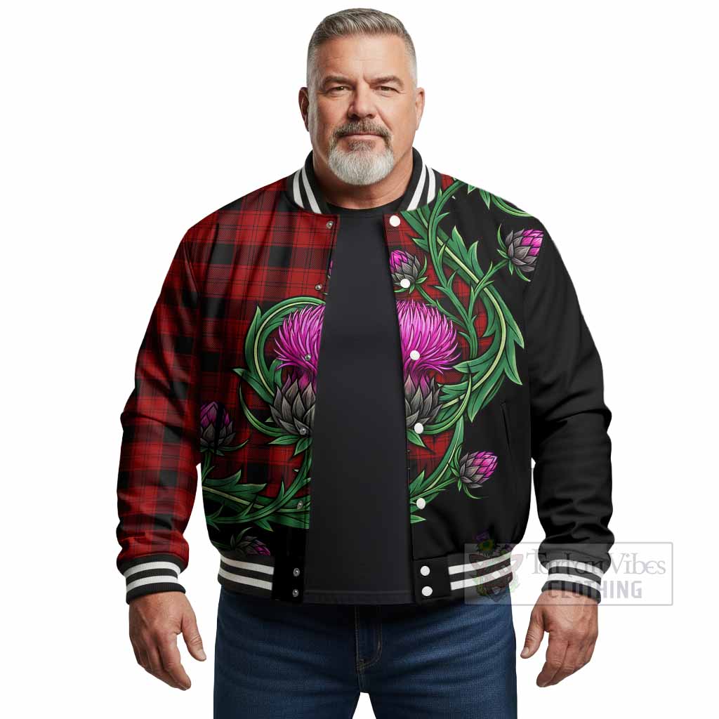 Ewing Tartan Baseball Jacket Resilient Scottish Thistle - Tartan Vibes Clothing