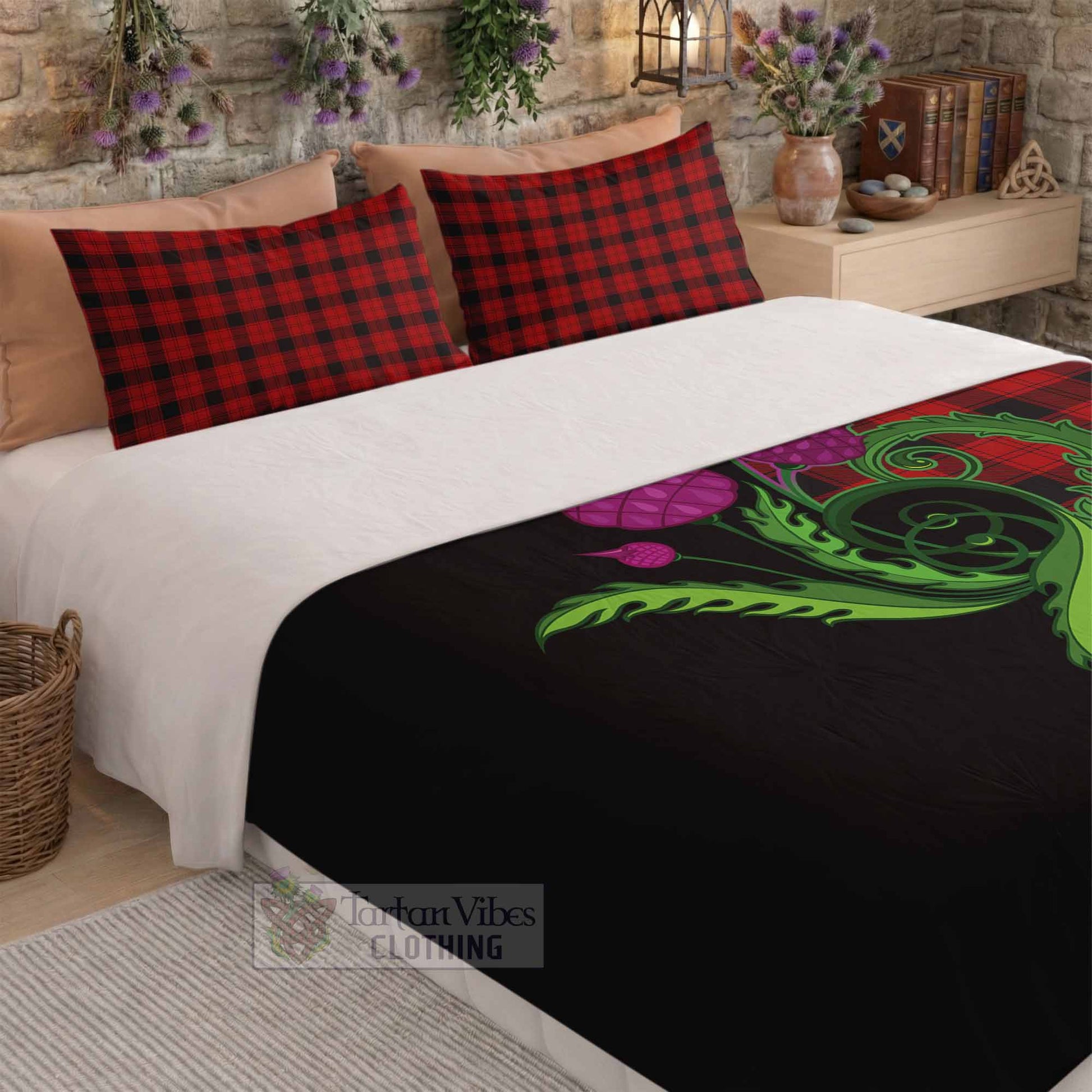 Ewing Tartan Bedding Set Traditional Scottish Thistle - Tartan Vibes Clothing