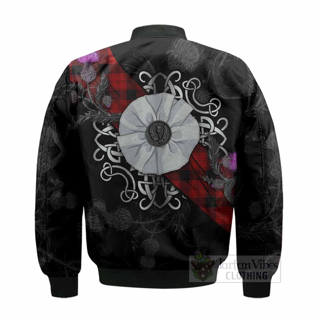 Ewing Tartan Bomber Jacket Jacobite White Rose - Tartan Vibes Clothing
