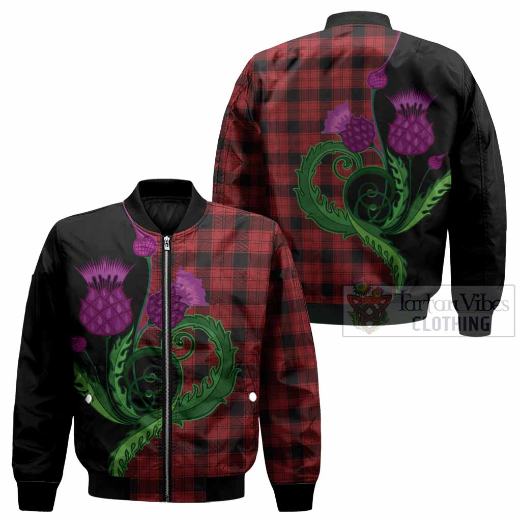Ewing Tartan Bomber Jacket Traditional Scottish Thistle