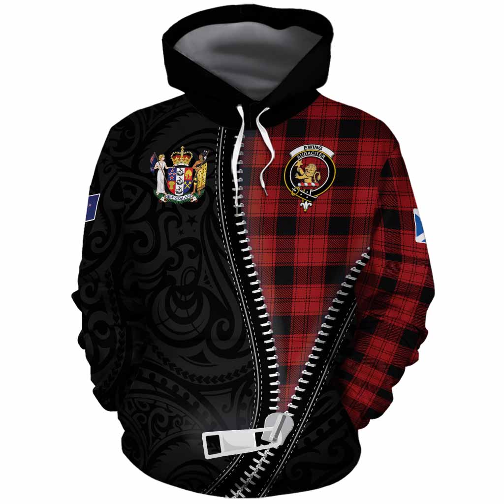 Ewing Tartan Cotton Hoodie New Zealand Pattern Unique Zipper Stylized