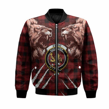 Ewing Tartan Crest Bomber Jacket Ferocious Lion Style