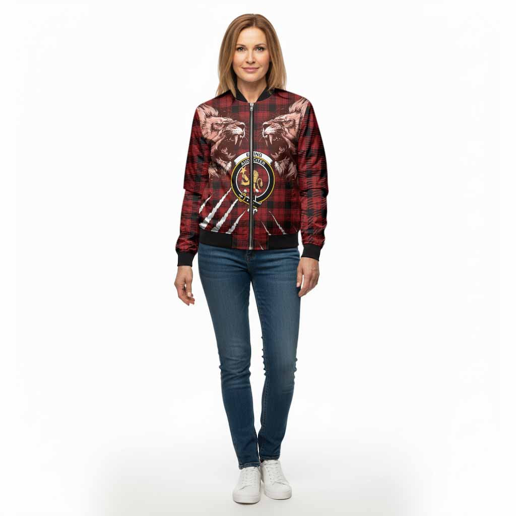 Ewing Tartan Crest Bomber Jacket Ferocious Lion Style