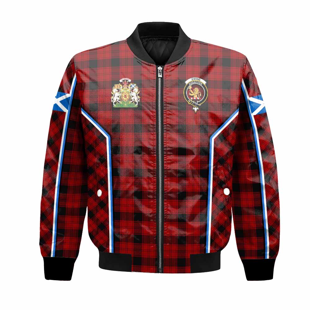 Ewing Tartan Crest Bomber Jacket Scotland Coat of Arm Flag Style - Tartan Vibes Clothing