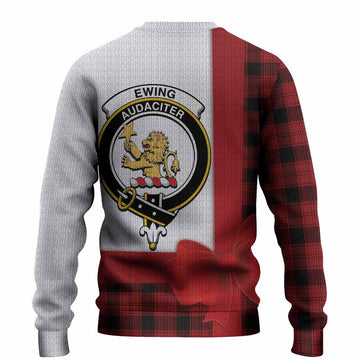 Ewing Tartan Crest Christmas Christmas Ugly Sweater Highland Cow Bagpipes Coquette Bow Style