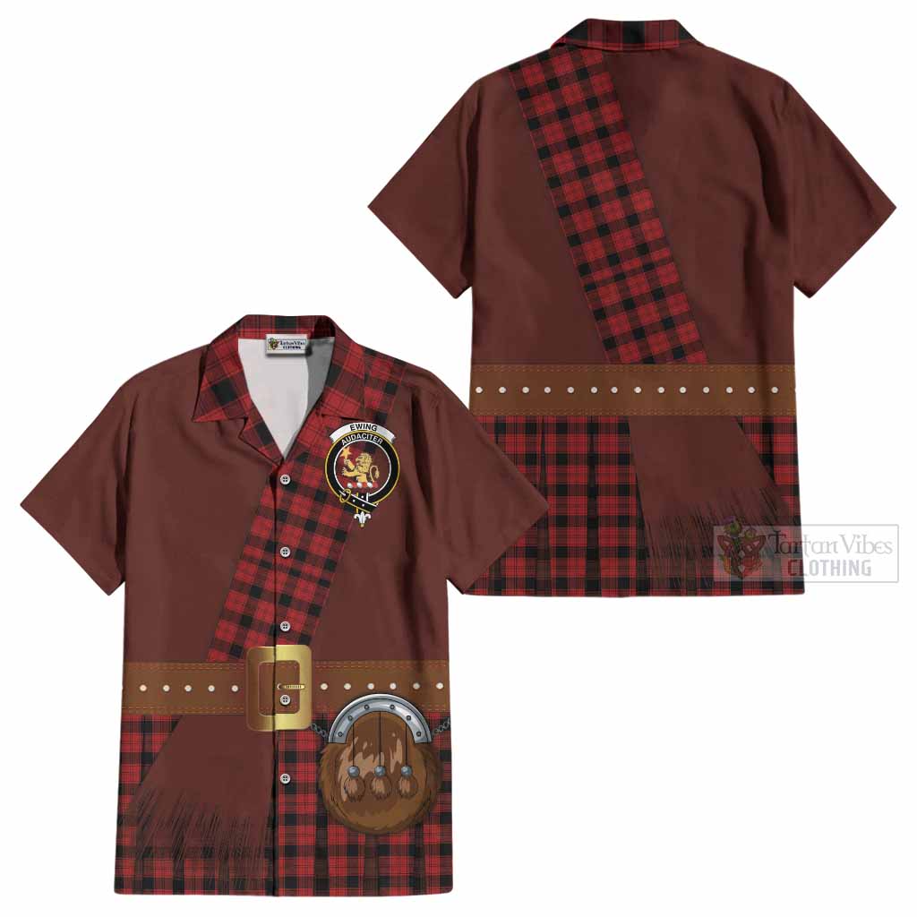 Ewing Tartan Crest Cotton Hawaiian Shirt Kilt Costume Style